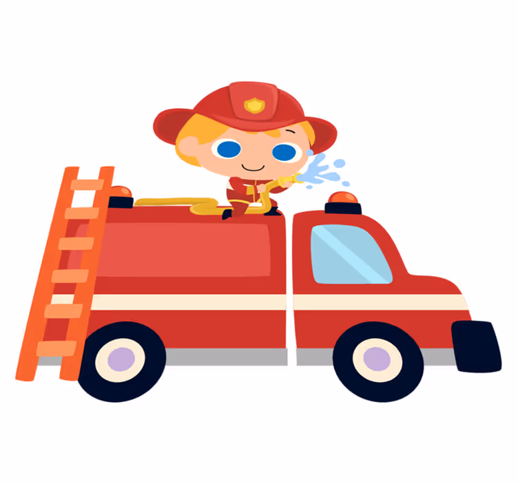 Alfombra vinílica infantil coche de bombero rojo - TenVinilo