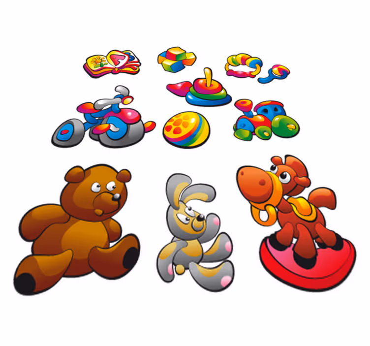 Alfombra vinílica infantil sticker colección de juguetes - TenVinilo