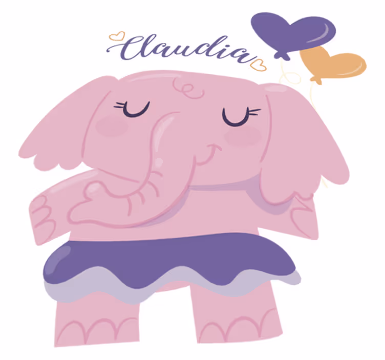 Alfombra vinílica infantil elefante rosa con nombre - TenVinilo