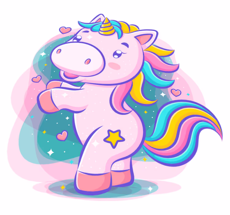 Alfombra vinílica infantil unicornio de colores sonriente - TenVinilo