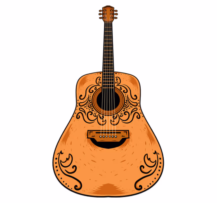 Alfombra vinílica dormitorio guitarra naranja - TenVinilo