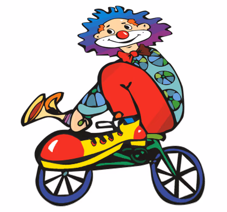 Alfombra vinílica infantil payaso en bicicleta - TenVinilo