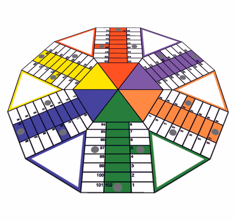 Alfombra vinílica juegos adhesivo tablero parchís geométrico - TenVinilo