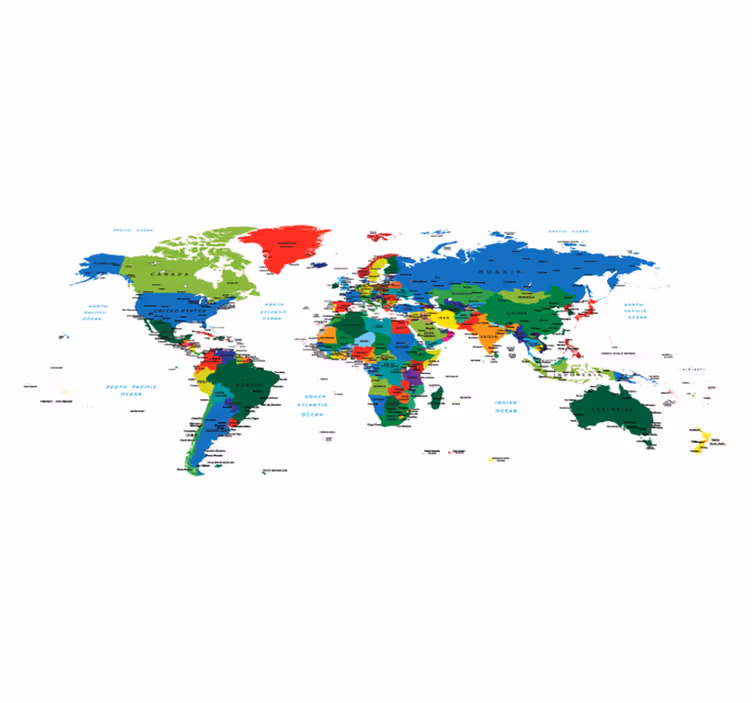 Alfombra vinílica mapamundi vinilo mapa del mundo colorido - TenVinilo