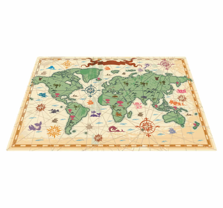 Alfombra vinílica mapamundi vinilo infantil mapa clásico - TenVinilo