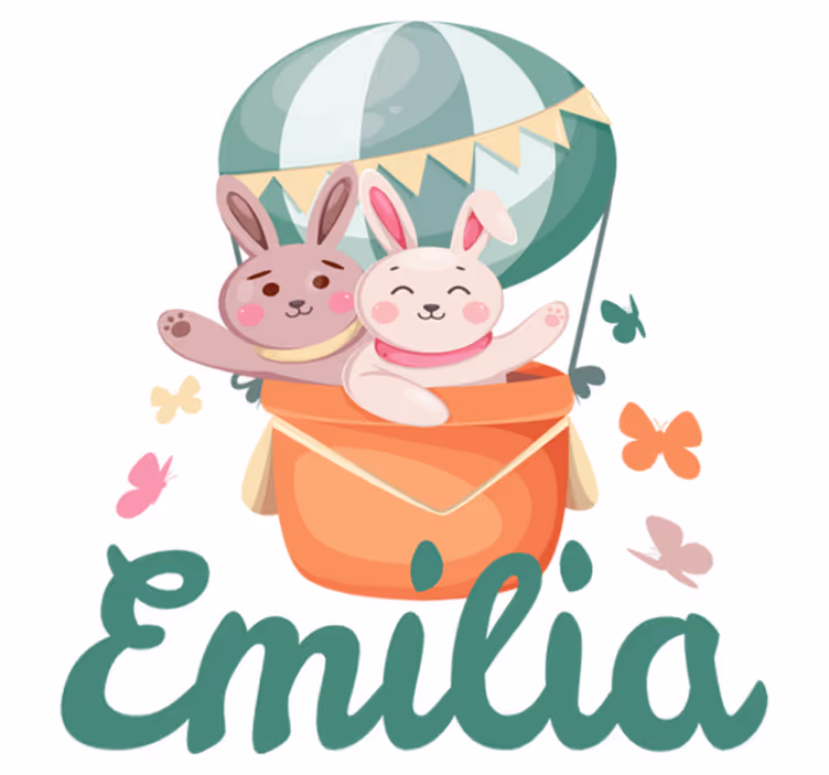 Alfombra vinílica infantil con conejitos en globo - TenVinilo