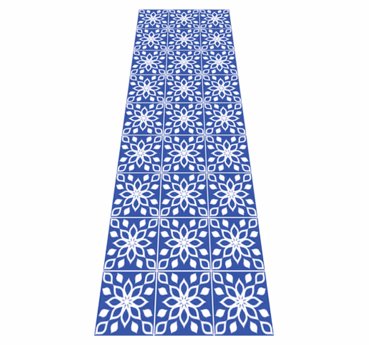 Alfombra vinílica baño diseño de azulejos azules - TenVinilo