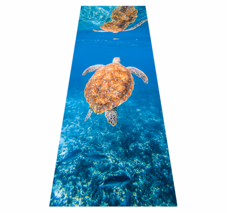 Alfombra vinílica baño hermosa tortuga bajo el agua - TenVinilo