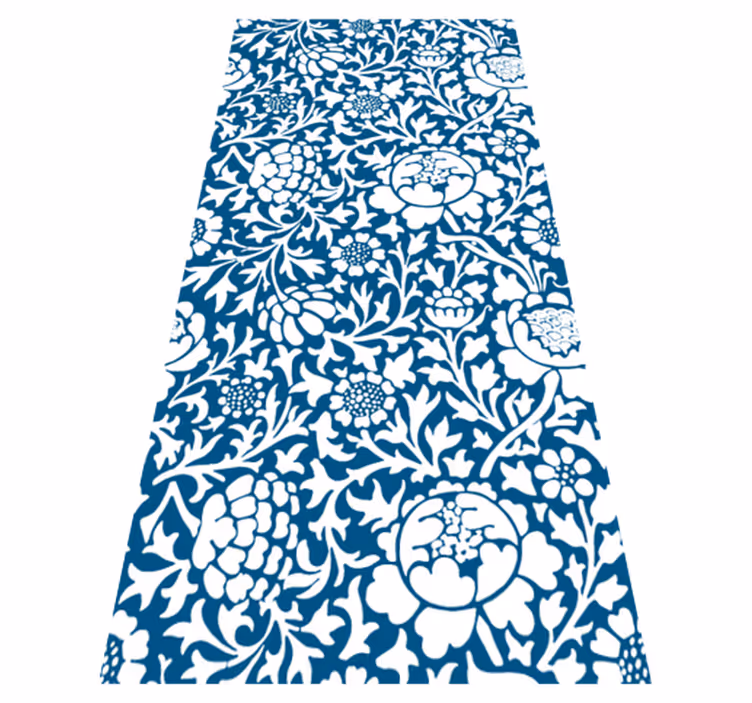 Alfombra vinílica cocina flora azul marino - TenVinilo