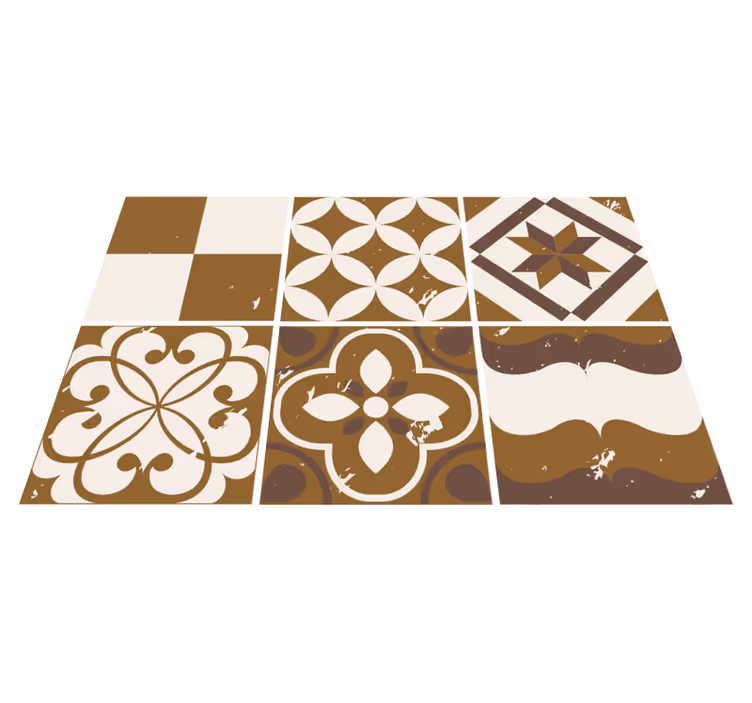 Alfombra vinílica cocina diseño cemento marrón - TenVinilo