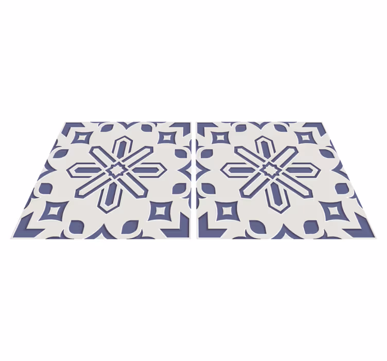 Alfombra vinílica cocina patrones azules y blancos - TenVinilo