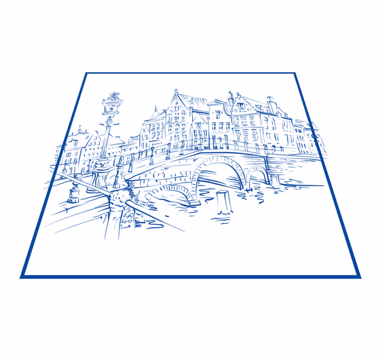 Alfombra vinílica cocina casas de canal azul delft - TenVinilo
