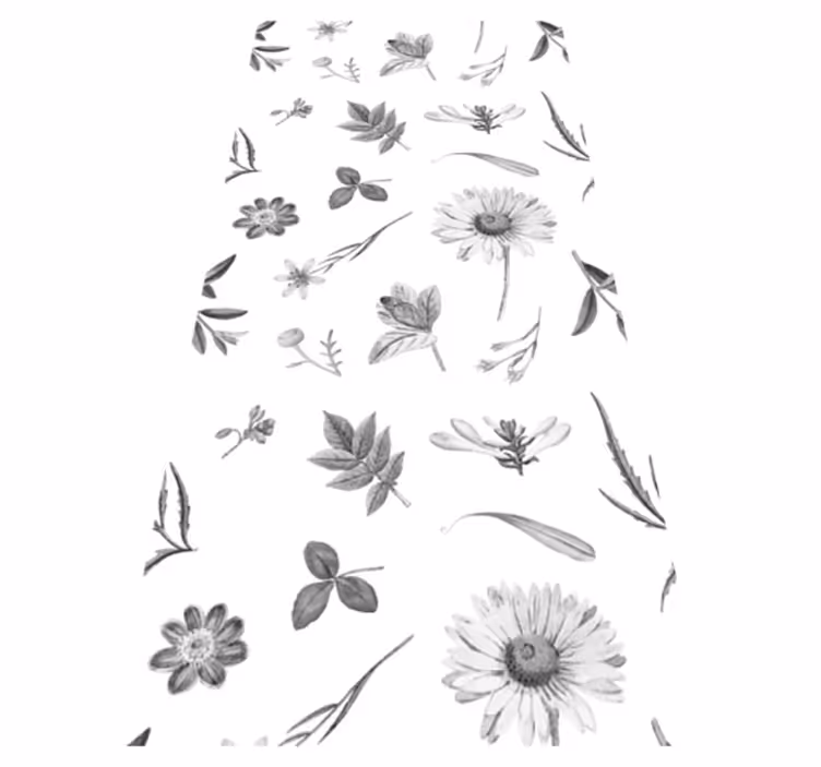Alfombra vinílica cocina flores grises de primavera - TenVinilo