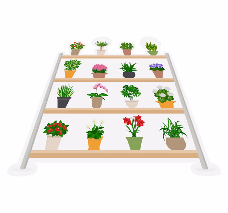 Alfombra vinílica cocina plantas en estanterías - TenVinilo