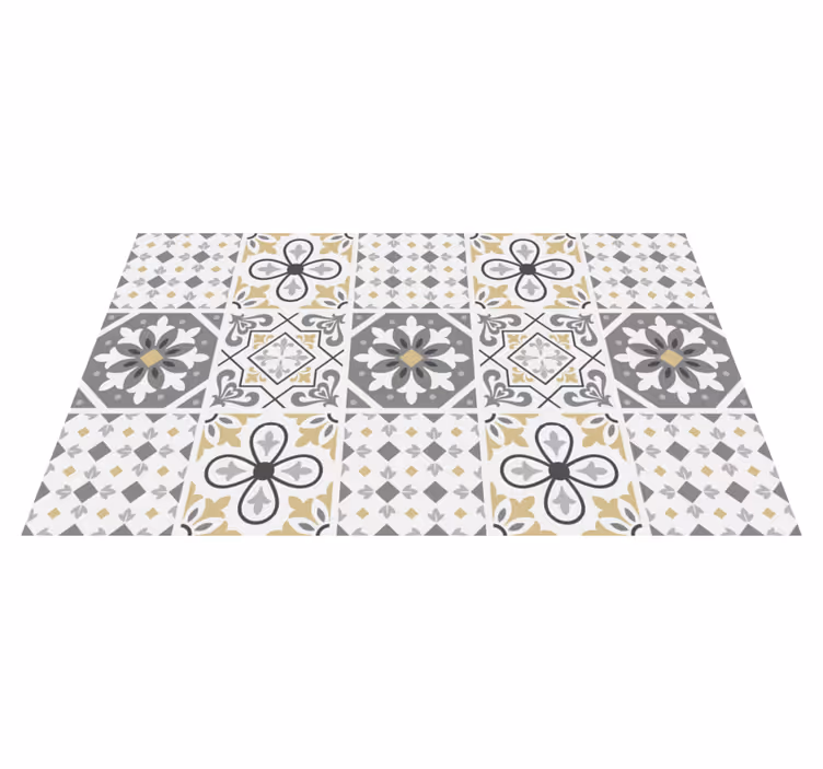 Alfombra vinílica cocina azulejos de cemento amiaz - TenVinilo