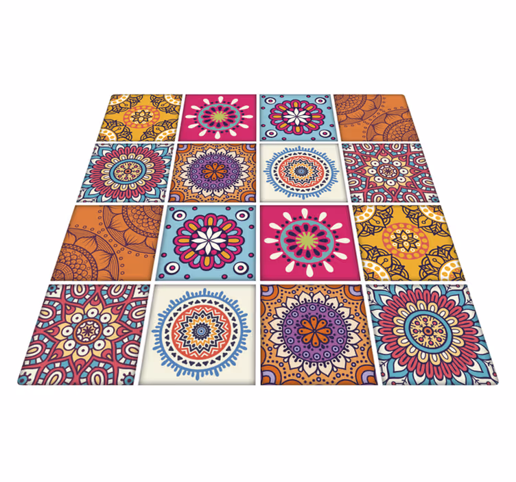 Alfombra vinílica cocina azulejos mandala - TenVinilo
