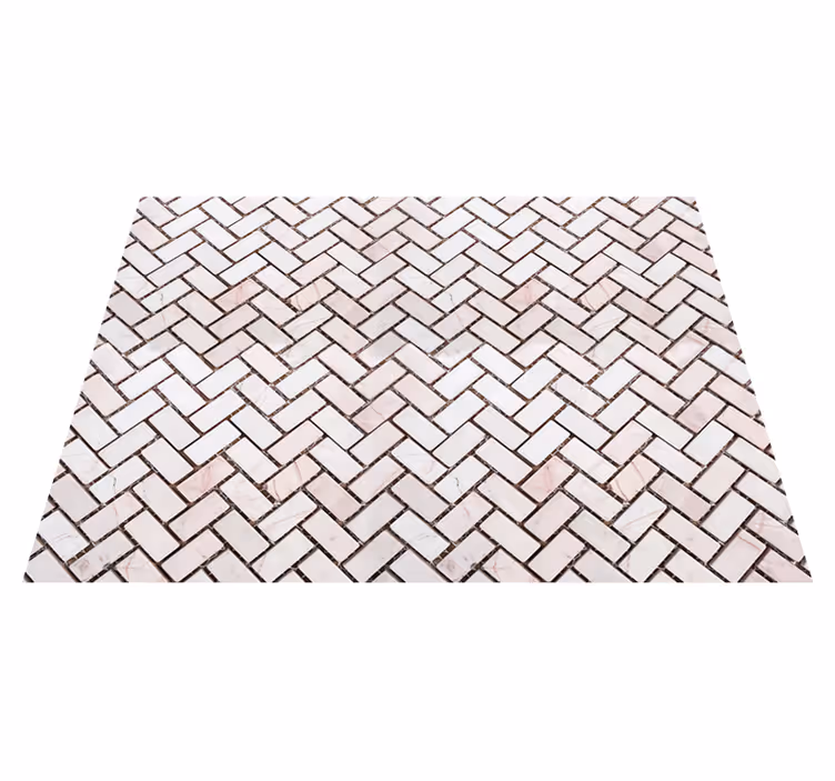 Alfombra vinílica cocina azulejos mármol espiga - TenVinilo