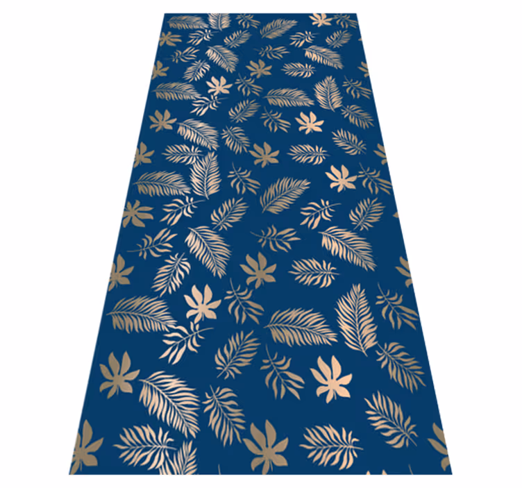 Alfombra vinílica dormitorio diseño floral azul africano - TenVinilo