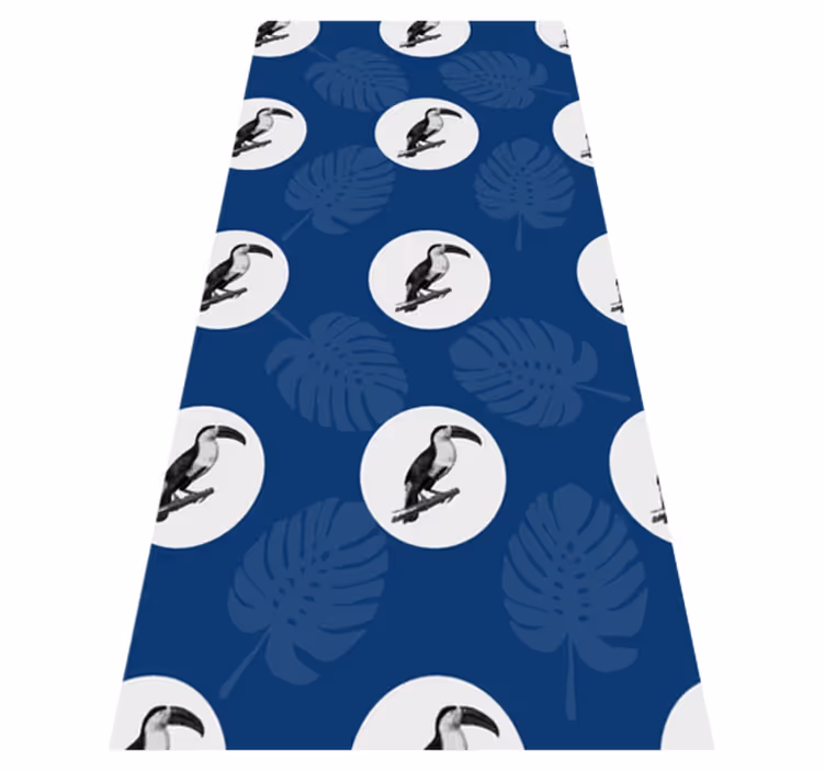 Alfombra vinílica dormitorio diseño ave azul africano - TenVinilo