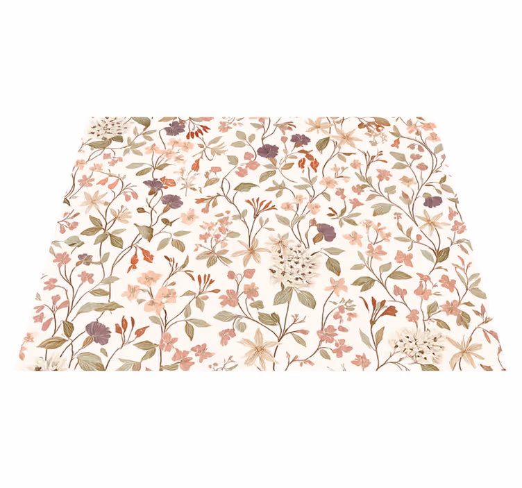 Alfombra vinílica dormitorio diseño de flores rosas - TenVinilo