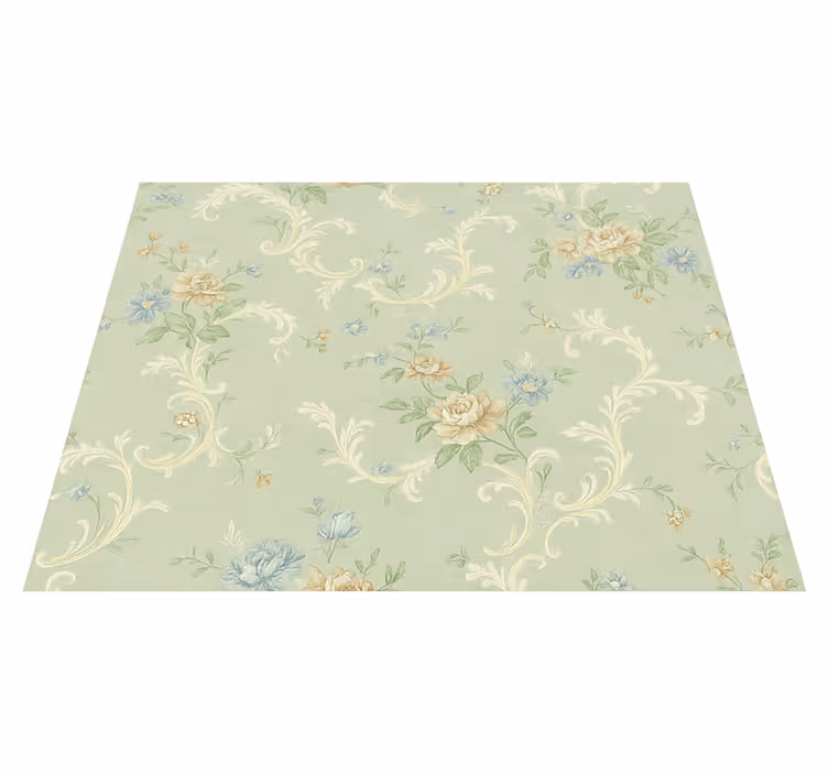 Alfombra vinílica dormitorio diseño floral vintage - TenVinilo