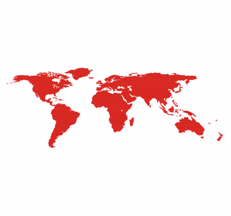 Alfombra vinílica dormitorio mapa mundial líneas rojas - TenVinilo