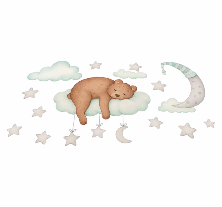 Alfombra vinílica dormitorio oso durmiendo en nubes - TenVinilo