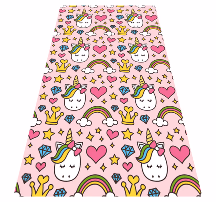 Alfombra vinílica dormitorio lindos arcoíris y unicornios - TenVinilo