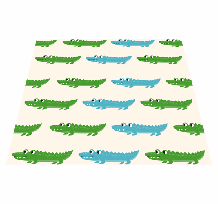 Alfombra vinílica dormitorio cocodrilo verde y azul - TenVinilo