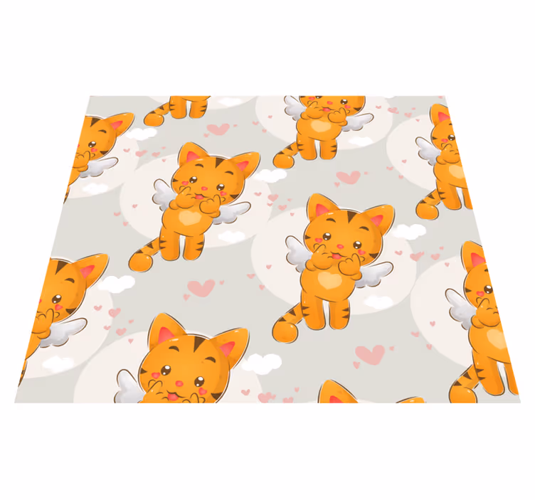 Alfombra vinílica dormitorio gatitos adorables volando - TenVinilo