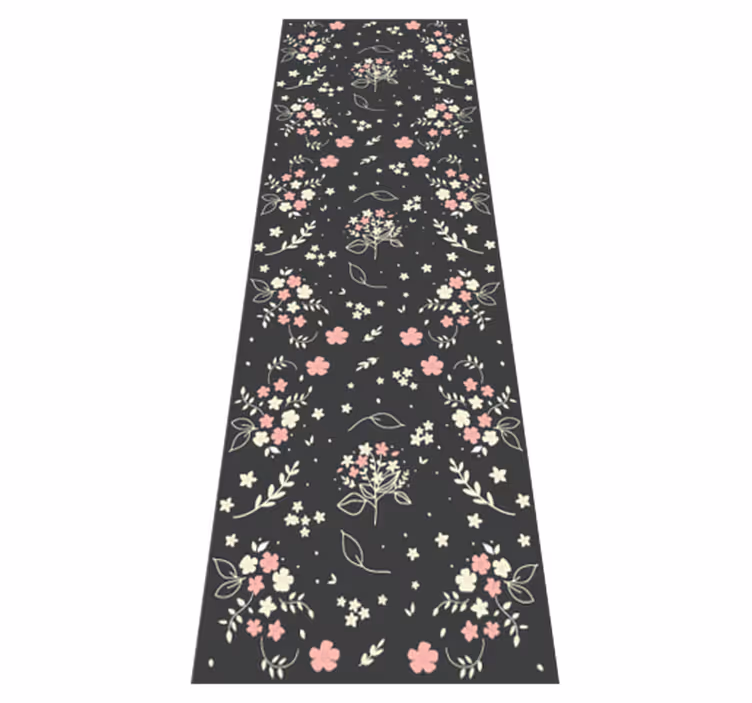Alfombra vinílica dormitorio fondo gris con toques rosas - TenVinilo