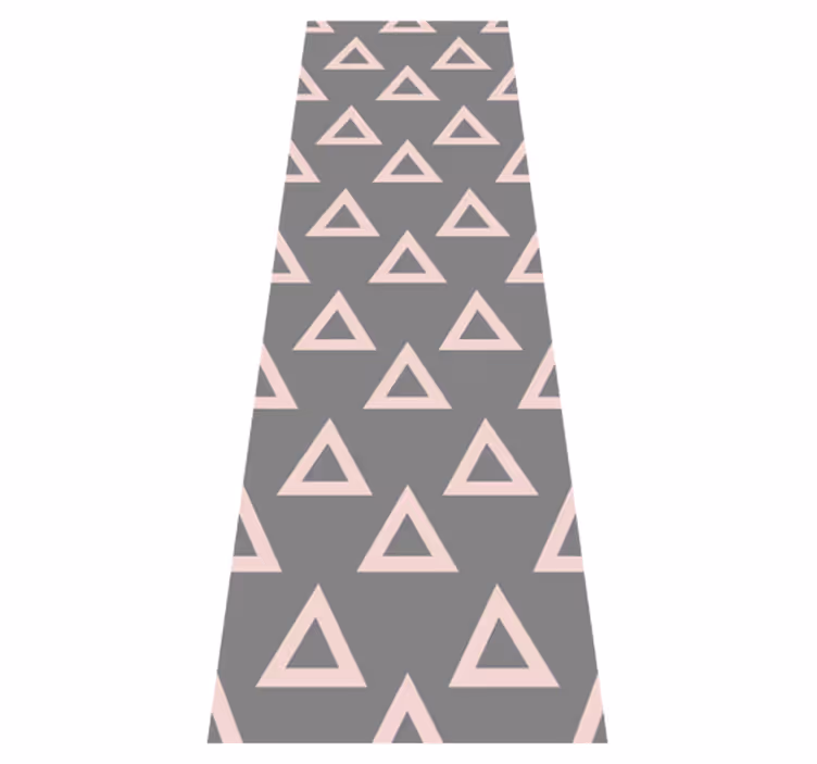 Alfombra vinílica dormitorio triángulos rosa y gris - TenVinilo