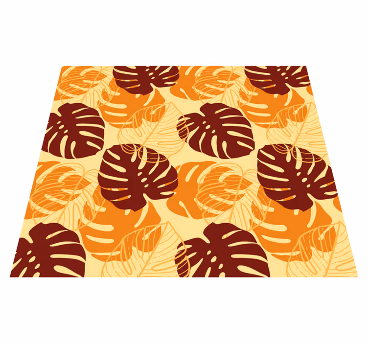 Alfombra vinílica naturaleza monstera rojo y amarillo - TenVinilo