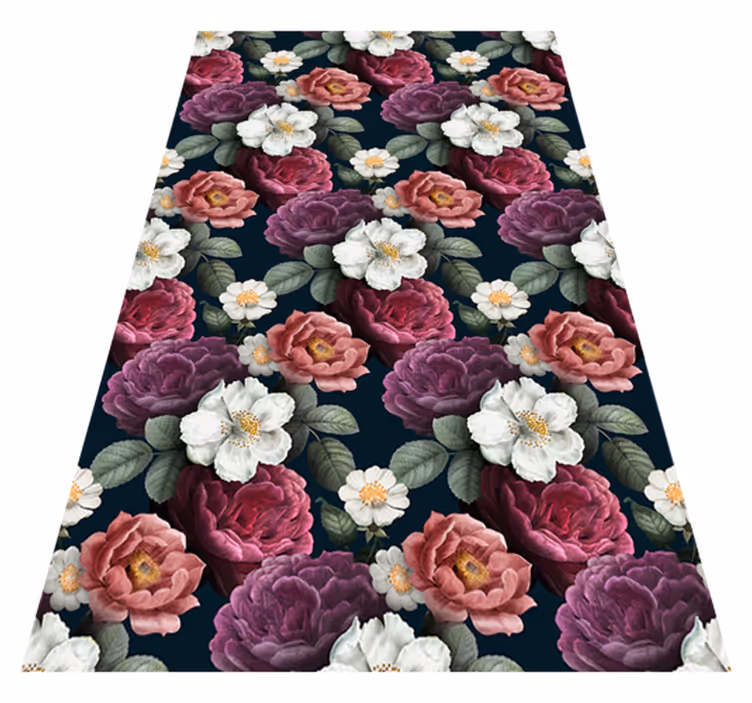 Alfombra vinílica naturaleza pétalos de flores blancas - TenVinilo