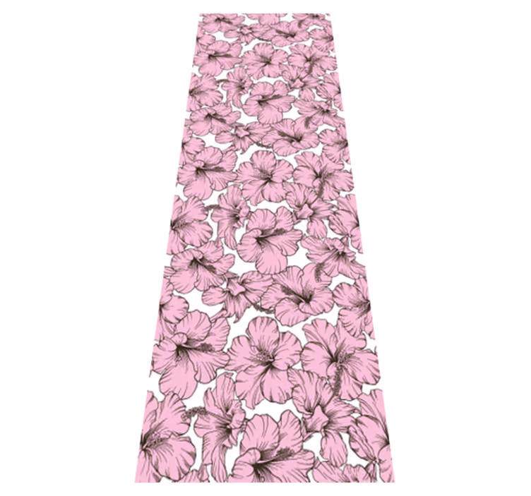 Alfombra vinílica naturaleza patrón flores hibisco - TenVinilo