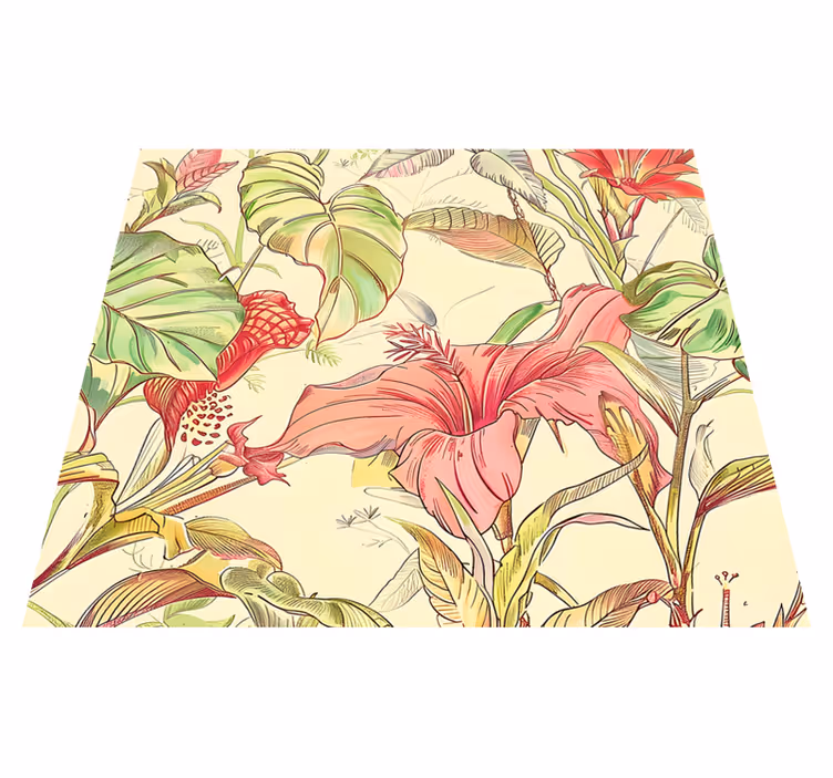 Alfombra vinílica naturaleza con patrón de flores inglesas - TenVinilo