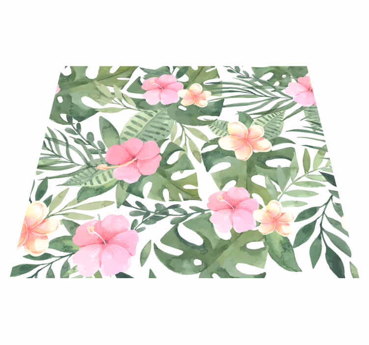 Alfombra vinílica naturaleza estampado floral tropical - TenVinilo
