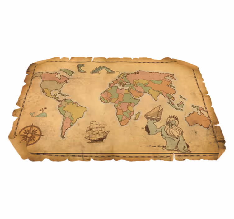 Alfombra vinílica mapamundi vinilo decorativo antiguo mundo - TenVinilo