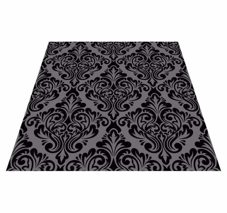 Alfombra vinílica vintage damasco negro - TenVinilo