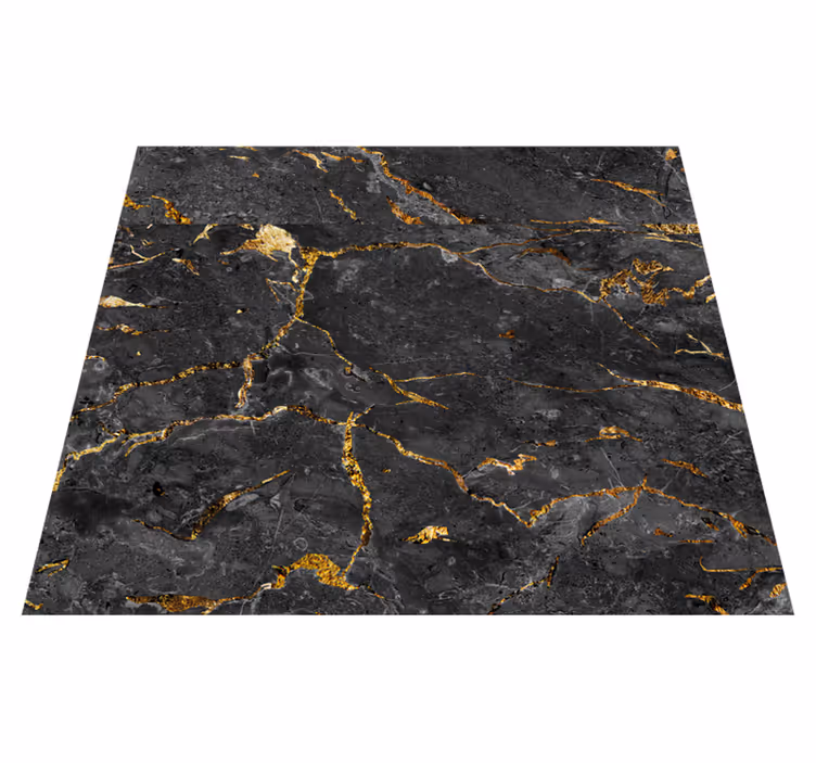 Alfombra vinílica textura imitación mármol negro dorado - TenVinilo