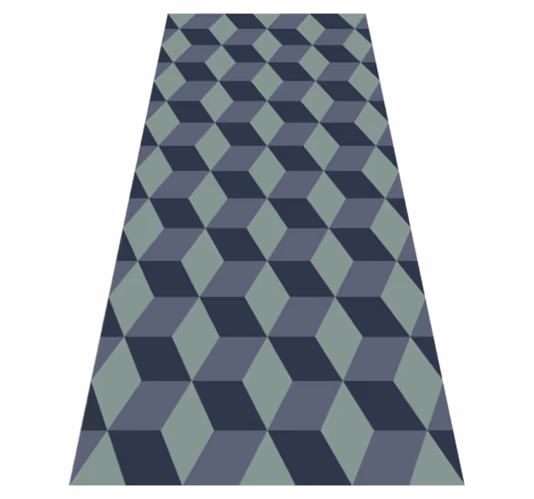 Alfombra vinílica vintage patrón cubos retro azul - TenVinilo