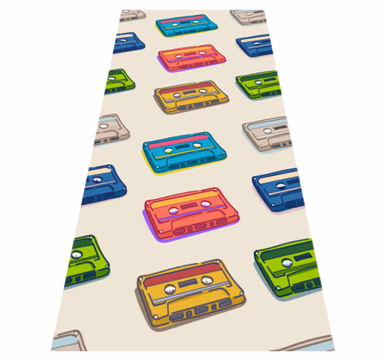 Alfombra vinílica vintage diseño de cintas de cassette - TenVinilo
