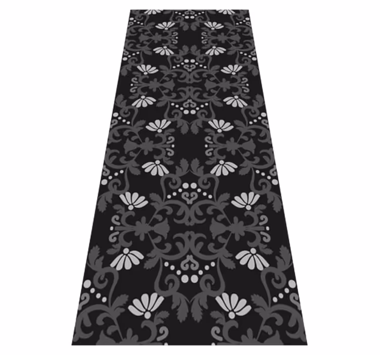 Alfombra vinílica vintage estilo damasco negro - TenVinilo