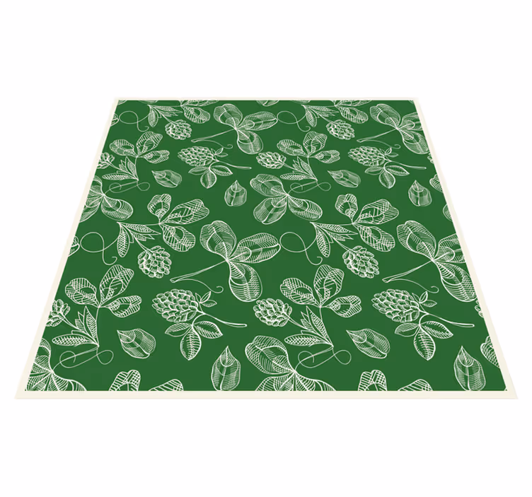 Alfombra vinílica vintage patrón de ramas de magnolia verde - TenVinilo