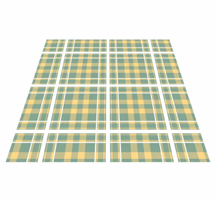 Alfombra vinílica vintage de cuadro amarillo verde y blanco - TenVinilo