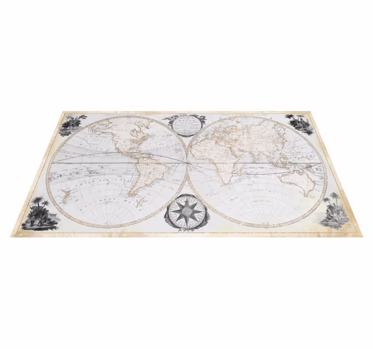 Alfombra vinílica mapamundi mapa mundial acuarelado - TenVinilo