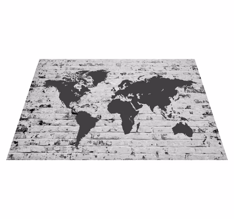 Alfombra vinílica mapamundi mural de ladrillo blanco - TenVinilo