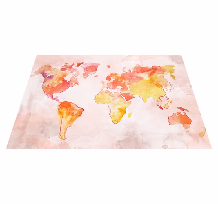 Alfombra vinílica mapamundi acuarela pastel - TenVinilo