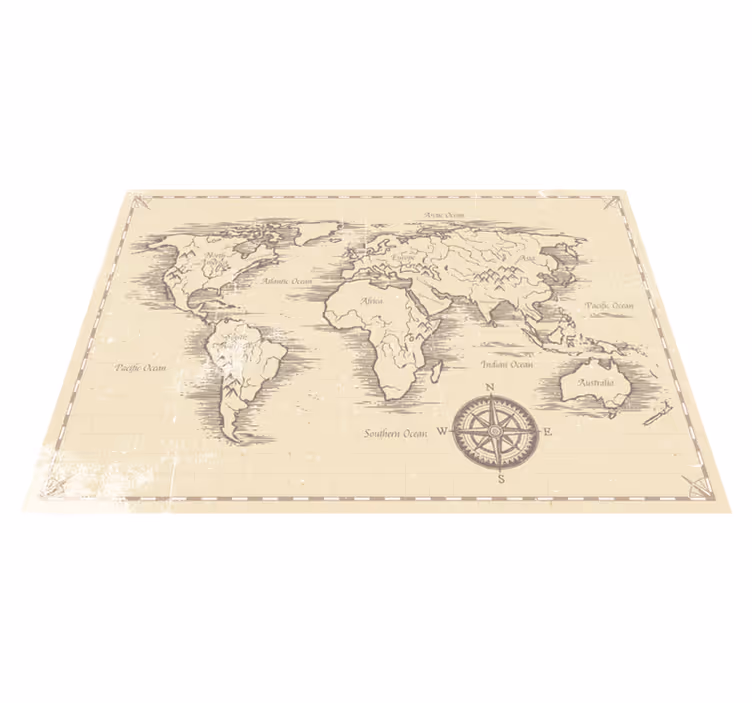 Alfombra vinílica mapamundi mapa mundial vintage - TenVinilo