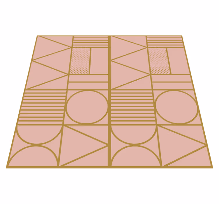 Alfombra vinílica textura bloques dorado y rosa - TenVinilo